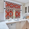 thumbnail image 2 of Tribal Red Kitchen Curtains Western Boho Geometric Window Curtains Valance and Tier Set 36 Inch, Vintage Ethnic Rod Pocket Short Tier Curtain, Abstract Small Cafe Curtains for Kitchen Decor, 2 of 6