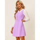 thumbnail image 2 of Vestido Midi Elegante Con color De Contraste Y Cuello En V de Manga Larga Para Mujer Morado Claro M, 2 of 5