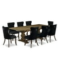 thumbnail image 3 of East West Furniture LADA9-07-T24 9 Piece Dining Table Set Includes a Rectangle Kitchen Table with Butterfly Leaf and 8 Padded Chairs, 42x92 Inch, Distressed Jacobean, 3 of 7