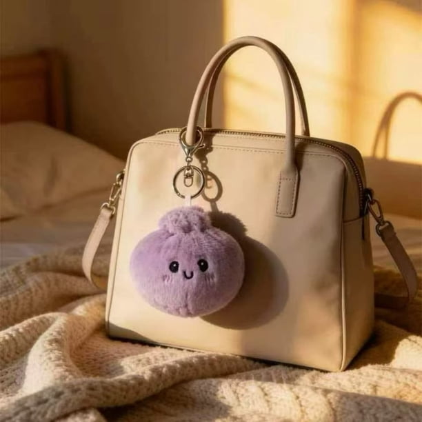 CaiYueKe Steamed Bun Plush Keychain Squishy Stress Relief Toy Cute Kawaii Bao Soft Fidget Sensory Food Themed Anxiety Gift Accessory Squeeze Velvet Velvety