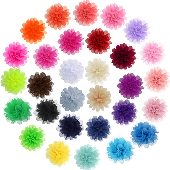WILLBOND 30 Pcs 3.93 Inch Dog Collar Flowers Bulk Dog Collar Charms Pet Flower Bow Ties for Cat Puppy Grooming Accessories, 30 Colors