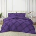 thumbnail image 2 of D.N.G. BEDDINGS 1 Piece Luxurious Diamond Ruffle Comforter Super Soft, All Season Pintuck 800 Thread Count, 100% Egyptian Cotton, Twin/Twin XL Size Purple Color, 2 of 9