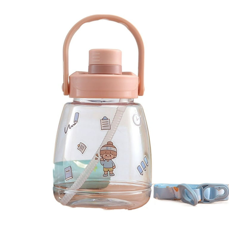 Plastic Camping Drinking Water Bottle Reusable Leakproof Cup Sports Bottle  Water Jug Children's Water Sippy Cup Children's Straw Cup Big Belly Cup