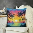 thumbnail image 2 of Summer Seaside Throw Pillow Covers Colorful Tie Dye Sunset Dreamy Pillow Cases for Kids Teens Adults Tropical Coconut Trees Sailboat Wild Seagull Cushion Covers for Chairs RV, 2 of 5