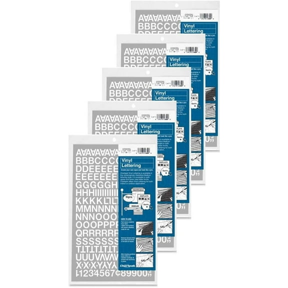 Chartpak 1/2-inch White Stick-on Vinyl Letters & Numbers (01016), 5 PACKS