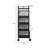 4 Layer Storage Rack Kitchen Square Rotating Storage Baskets Floor ...