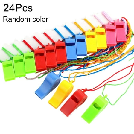 24 Pcs/Pack Colorful Whistle Plastic Pito Pack - Emergency Camping Party,,