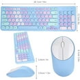 Wireless Keyboard And Mouse Combo, Retro Typewriter Keyboard With Round Keycaps, 2.4GHz USB Cute Wireless Keyboard Mouse Computer Desktop Green