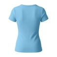 thumbnail image 6 of KIHOUT Women's Ribbed Knit Henley V-Neck Short Sleeve T-Shirt Stretchy Form-Fitting Casual Everyday Top, 6 of 6