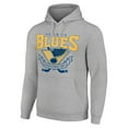 thumbnail image 2 of Men's Starter Heather Gray St. Louis Blues Team Logo Graphic Fleece Tri-Blend Pullover Hoodie, 2 of 3
