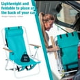 thumbnail image 5 of Folding Beach Chair Set of 2 for Adults, Portable Backpack Foldable Camping Chair with Headrest Cup Holder and Wooden Armrests, Sky Blue, 5 of 9