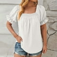 thumbnail image 2 of gbyLJF Womens Casual Summer Shirts Womens Basic Shirts Woman Blouses And Shirts V Neck Womens T Shirt White XL, 2 of 4
