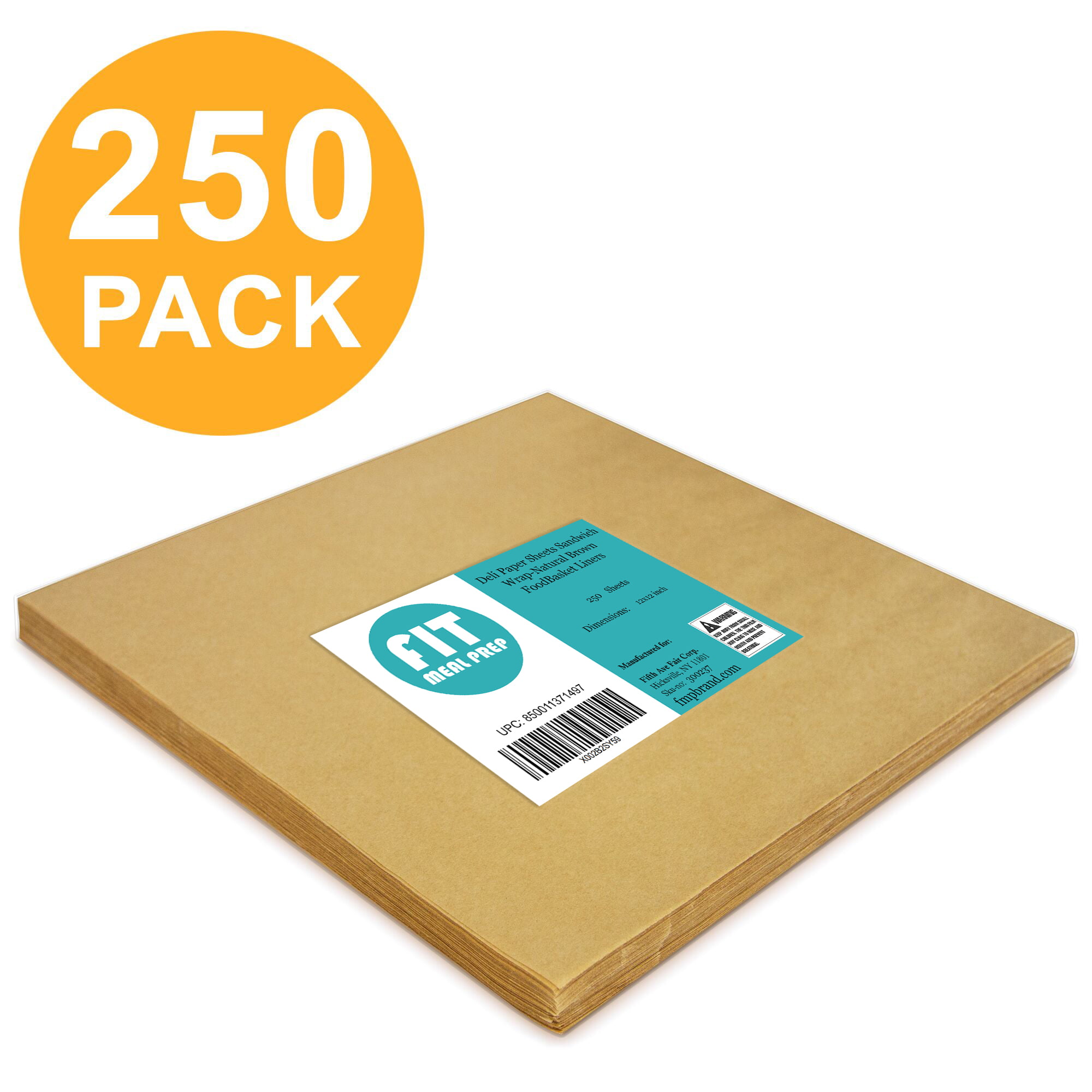 250 Sheets] 12x12 Inch Kraft Deli Paper Sheets Sandwich Wrap