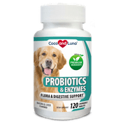 Probiotics for Dogs – Digestive Enzymes, Diarrhea Treatment for Dogs, Promotes Healthy Stomach and digestion – Relieves Constipation and Gas – 120 Chewable Tablets
