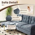 thumbnail image 2 of Techmilly Upholstered Sectional Sofa for Home, Apartment, Dorm, Bonus Room, Compact Space with Recliner, 3 Seats, L Shape Design, Reversible Ottoman Bench - Blue, 2 of 9