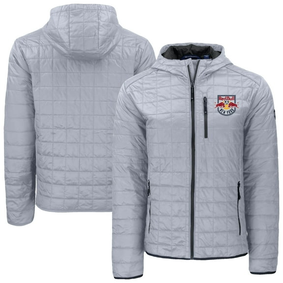 Men's-Cutter & Buck  Gray New York Red Bulls Rainier Primaloft Eco Full-Zip Hooded Jacket