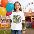 thumbnail image 2 of KKBOTIVE Kids Mardi Gras Outfit Casual Striped Long Sleeve Shirt Round Neck Tops for Boys Girls Daily Festive Tees Pullover, White Size: 5-6 Years, 2 of 6