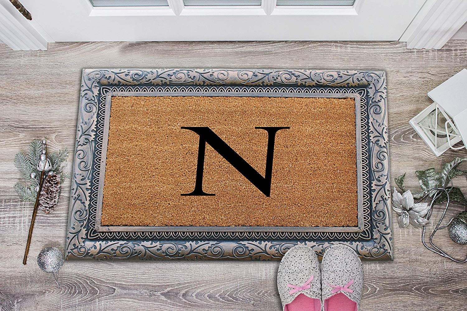 A1HC First Impression Rubber and Coir Albena 24" X 36" Bronze Finished Heavy Duty Monogrammed Doormat
