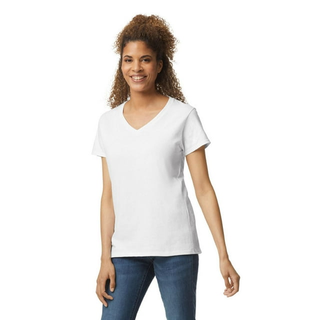 T-shirt Gildan Femme Classique à manches courtes Col en V