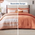thumbnail image 3 of U by Bedsure Bed in a Bag Queen Size 7 Pieces, Burnt Orange White Striped Bedding Comforter Sets All Season Bed Set, 2 Pillow Shams, Flat Sheet, Fitted Sheet and 2, 3 of 8