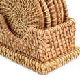 thumbnail image 6 of Honey Brown Set of 6 Round Natural Rattan Placemats with Rectangular Holder, 6 of 6