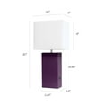 thumbnail image 6 of Elegant Designs Modern Leather Table Lamp with USB and White Fabric Shade, Eggplant, 6 of 12