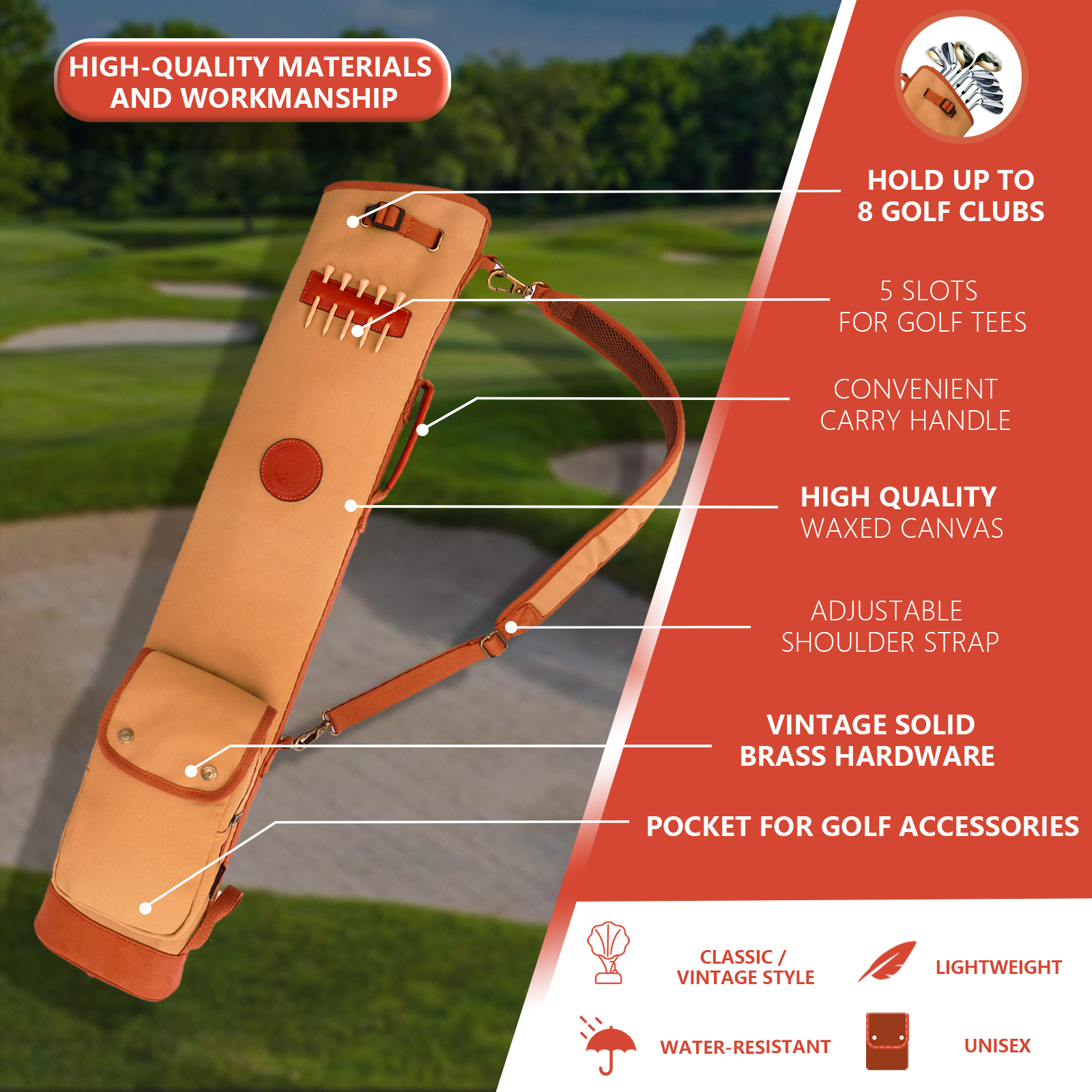 Sunday Style Golf Bag for Modern and Hickory Golf