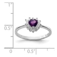 thumbnail image 5 of Auriga Fine Jewelry 925 Sterling Silver Amethyst and CZ Heart Ring for Women Size 7, 5 of 6