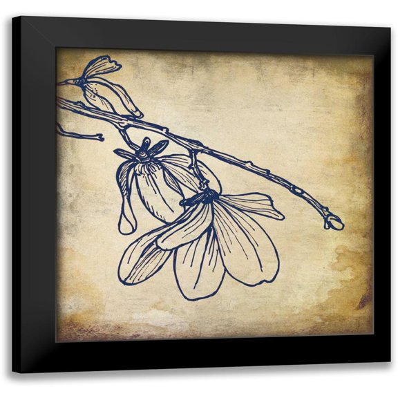 Grey, Jace 12x12 Black Modern Framed Museum Art Print Titled - Simple Blue Floral