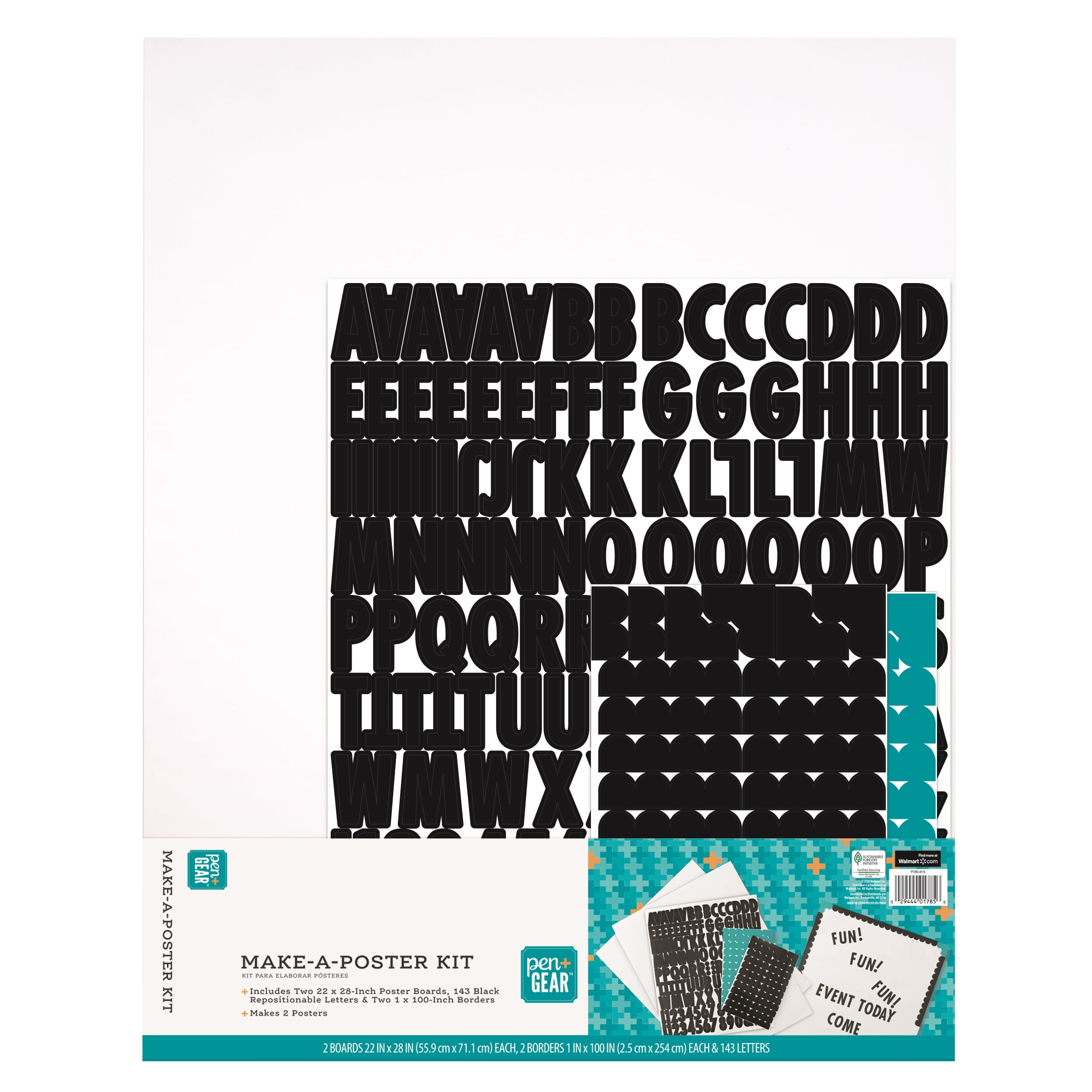 Pen+Gear Make-A-Poster Kit, 2 White Poster Boards, 22'x28', 1 Kit