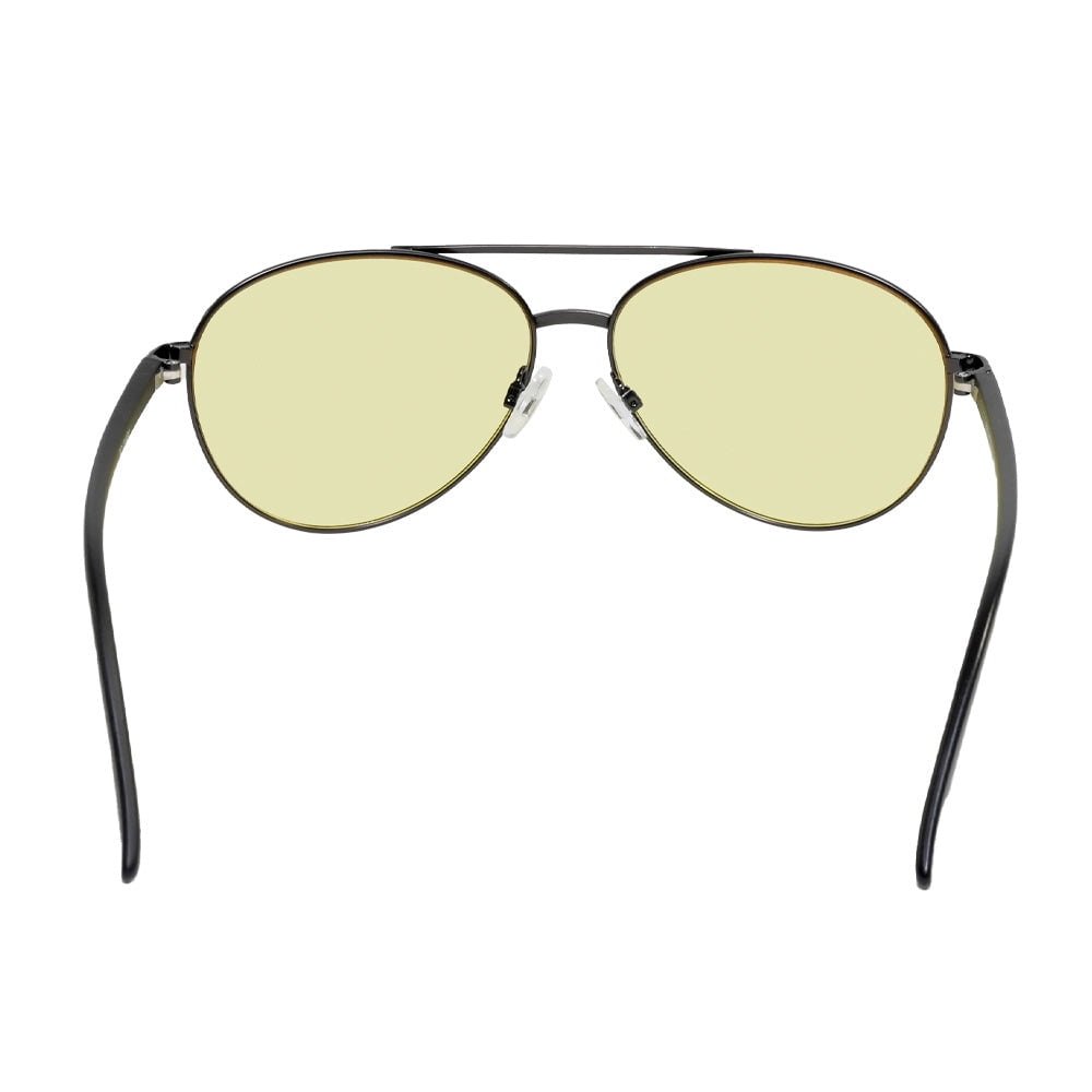 Aray Eyewear Night Driving Glasses Aviator Style in Matte Black and Yellow Lens