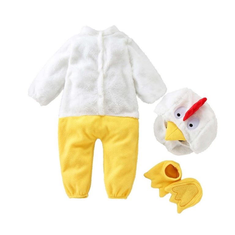 skpabo Newborn Baby Boys Girls Chick Suit Swaddle Infant Jumpsuit Footies +  Hat + Shoes Outfits Animal Costume Winter Flannel Romper Yellow 9-12 Months  