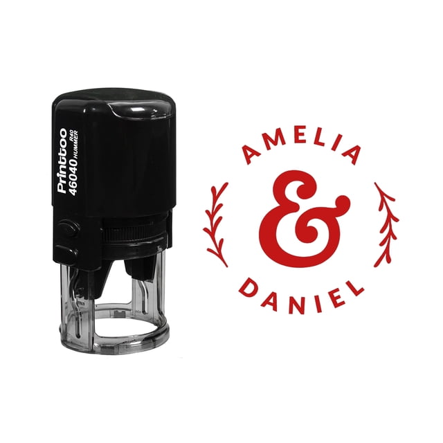 Printtoo Roound Personalized Red Self Inking Wedding Favor Stamp Custom Custom Name Rubber Stamper-40 mm