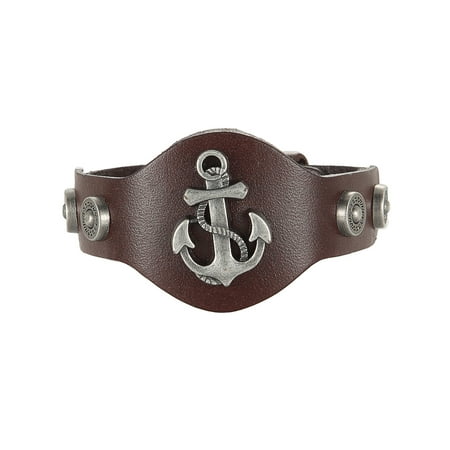 Brown Leather Cord Bracelet - BodyJ4You Bracelet Men's Leather Bangle Cord Brown Anchor Nautical Biker