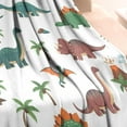 thumbnail image 3 of White Cartoon Dinosaurs Volcanoes Pattern Blanket,Comfortable Soft Flannel Throw Blanket,All Season,Warm Lightweight Blankets for Sofa Bed Couch Living Room Chair,30"x40", 3 of 4