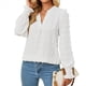 thumbnail image 3 of Blusa de Lunares con Cuello en V y Mangas con Volantes para Mujer, Blusas Holgadas Informales de Color Liso para Trabajar L, 3 of 9