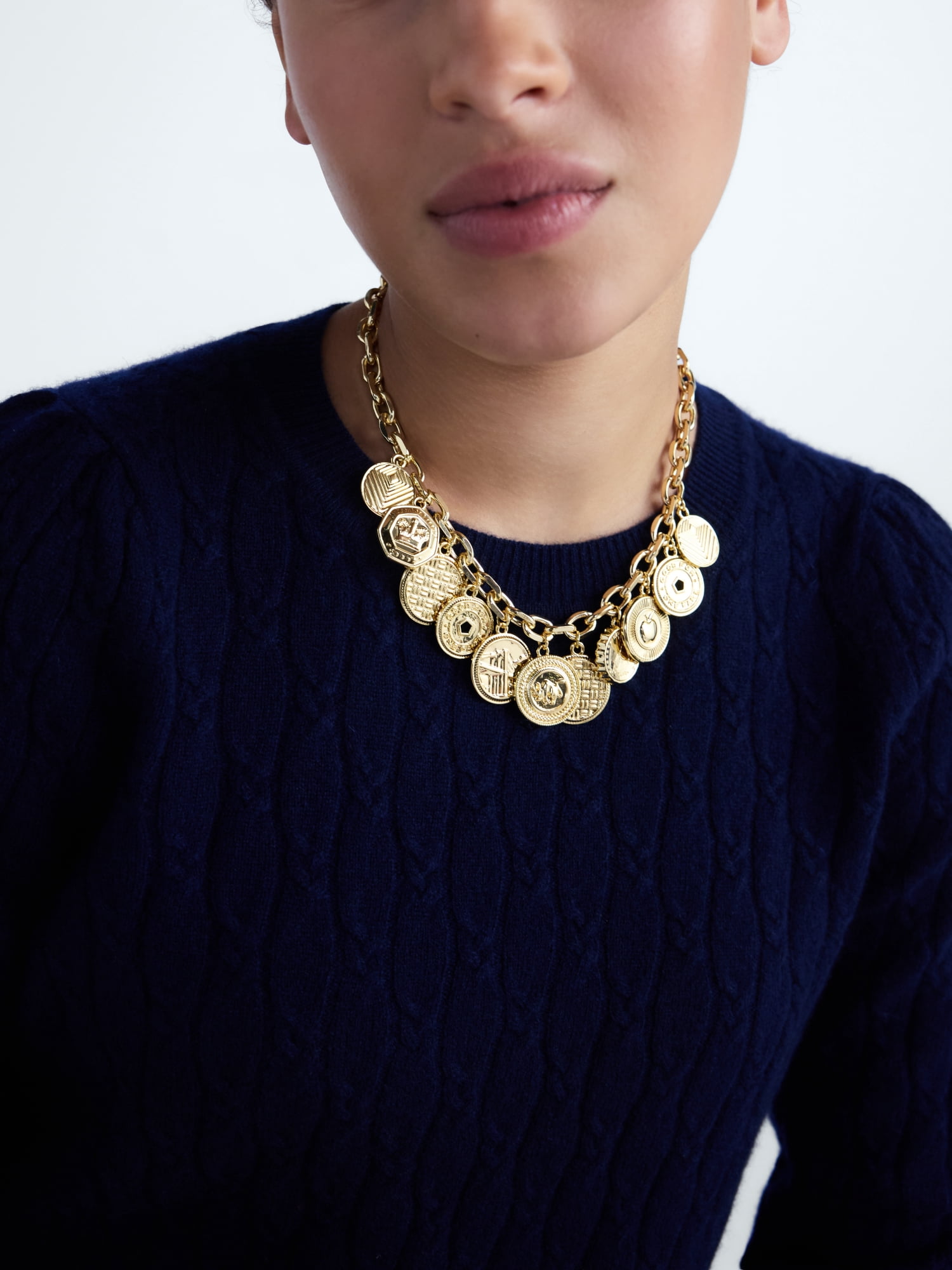 Free Assembly Women's NYC Coin Charm Toggle Necklace, Goldtone