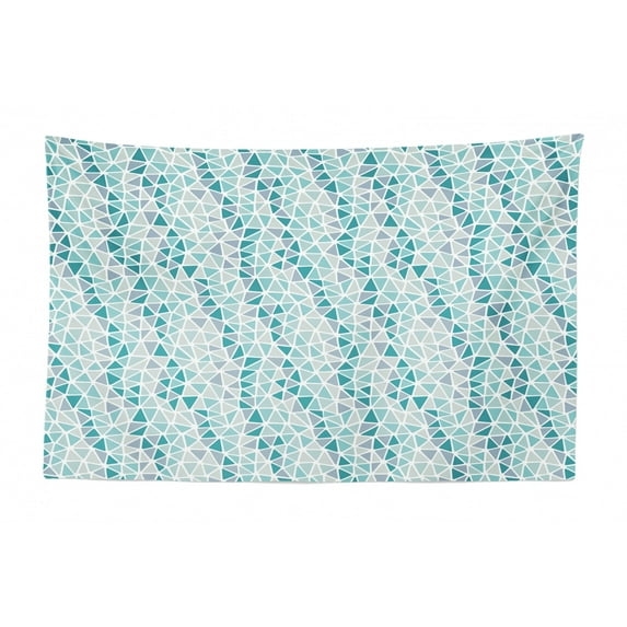 Teal Green Tapestry, Modern Tropical Pattern of Palm Trees in Polygonal Shapes Mosaic Art, Fabric Wall Hanging Decor for Bedroom Living Room Dorm, 2 Sizes, Almond Green and Teal, by Ambesonne