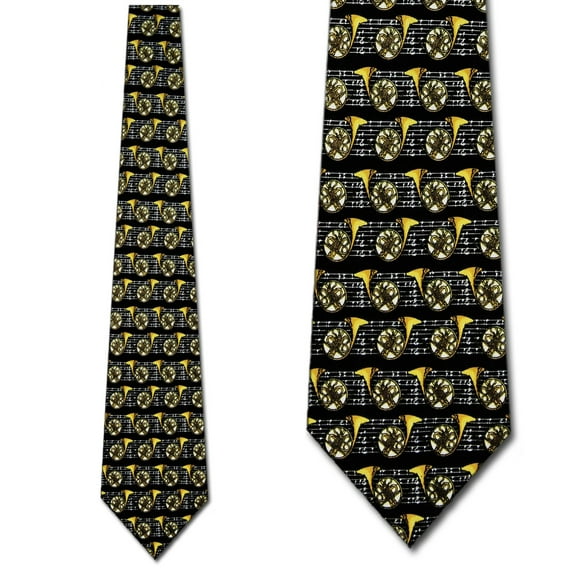 French Horns Black Necktie Mens Tie by Tieguys