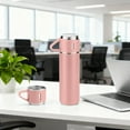 thumbnail image 5 of Stainless Steel Vacuum Insulated Thermos Bottle with Drinking Cup, Leakproof Double Wall Travel Flask for Hot & Cold Coffee, Tea & Water(Pink,500ML / 17Oz), 5 of 7