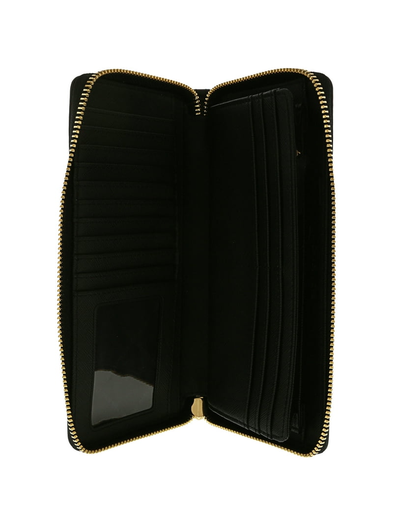 Michael Kors Women's Jet Set Travel Wallet, Black Pebbled Leather