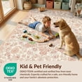 thumbnail image 4 of Design&I 2'x3' Washable Accent Rug Pet Friendly & Non-Slip Built-In Grip Boho Vintage Distressed Center Scroll Border Lattice Ornate Pink Flowing Dynamic for Kitchen, Station, 4 of 7
