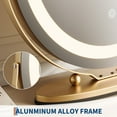 thumbnail image 5 of IDEALHOUSE 19" Round Vanity Mirror with Lights, Gold Makeup Mirror, 3-Color Dimmable LED, Smart Touch, 360° Rotation, Tabletop Mirror for Bedroom and Dressing Room, Easy Install, 5 of 10