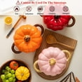 thumbnail image 6 of Pumpkin Soup Bowl, 64oz Ceramic Pumpkin Pot Microwave & Dishwasher Safe Pumpkin Casserole Dish with Lid, Dutch Oven Pot Stockpot Cookware for Home Thanksgiving Halloween Party, 6 of 9