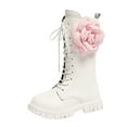 thumbnail image 2 of LYHao Fashion Autumn Children Girls Sports Shoes Flat Thick Bottom Non Easy To Wear PU Upper Comfortable Boots ,Girls Boots Sizes 13 White(7-8 Years), 2 of 6