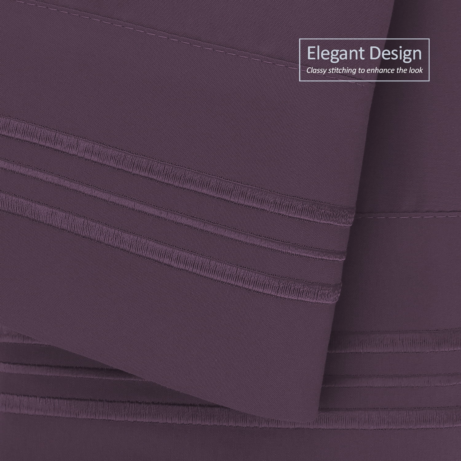 Clara Clark Pillow Cases Premier 1800 Microfiber Collection Pillow Case Set Of 2 Pieces, King Size, Purple Eggplant