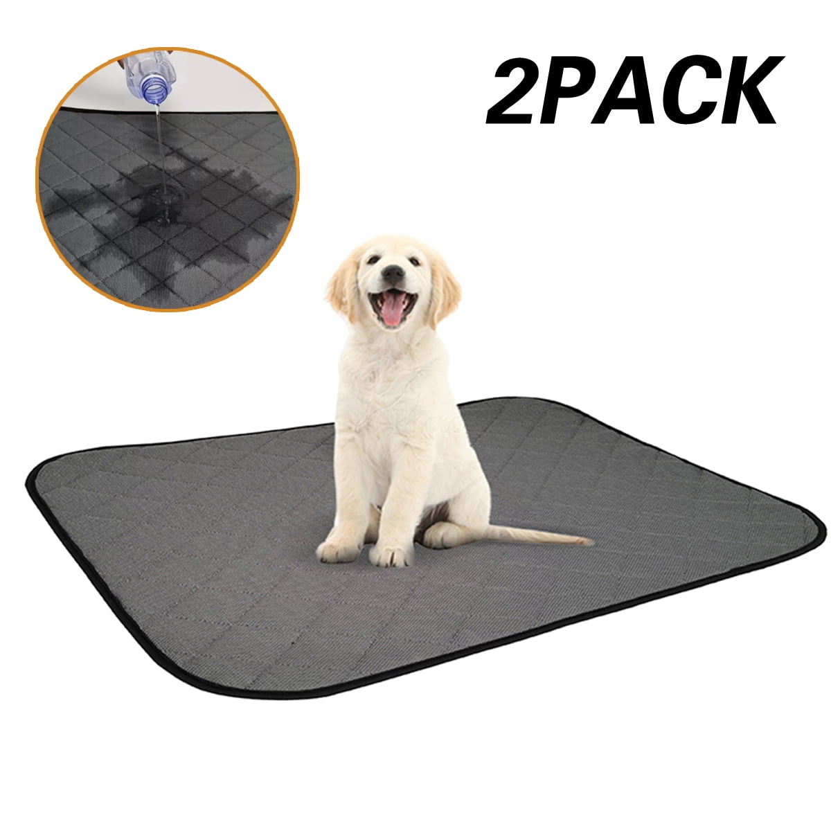 2 Pack Washable Dog Pee Pads, Washable Pet Bed Mat Reusable Absorbent