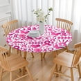thumbnail image 3 of Pink Breast Cancer Round Fitted Tablecloth with Elastic Edge,Dining Table Cover Waterproof,Outdoor Round Tablecloth for Camping,Dining,Indoor and Outdoor, 3 of 7