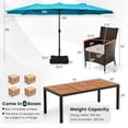 thumbnail image 2 of Costway 9 PCS Patio Wicker Dining Set with Double-Sided Outdoor Umbrella 8 Stackable Chairs Turquoise, 2 of 9