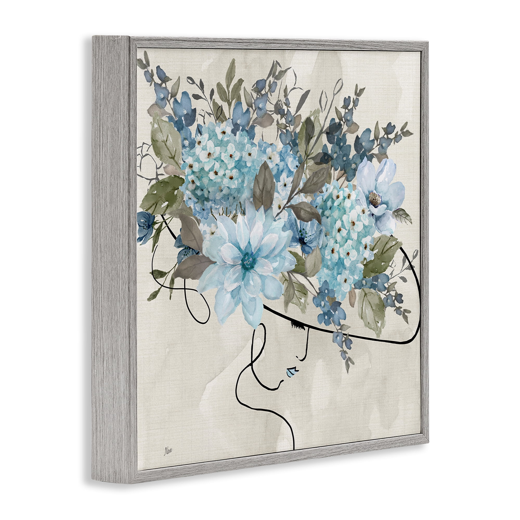 Stupell Industries Floral Fashion Hat Botanical & Floral Painting Gray Framed Art Print Wall Art, 24 x 24